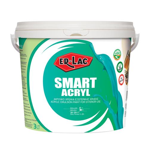 Erlac Smart Acryl Επαγγελματικό Ακρυλικό Χρώμα Μεγάλης Καλυπτικότητας 1Ltr